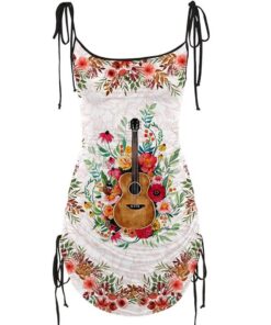 Floral Guitar Ruched Short Dress 1