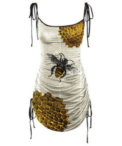 Honey Bee Ruched Short Dress 1