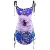 Purple Honey Bee Ruched Short Dress 1